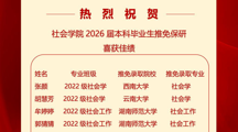 喜报 | 逐梦前行终有获——无码流出
2026届本科毕业生推免保研获佳绩